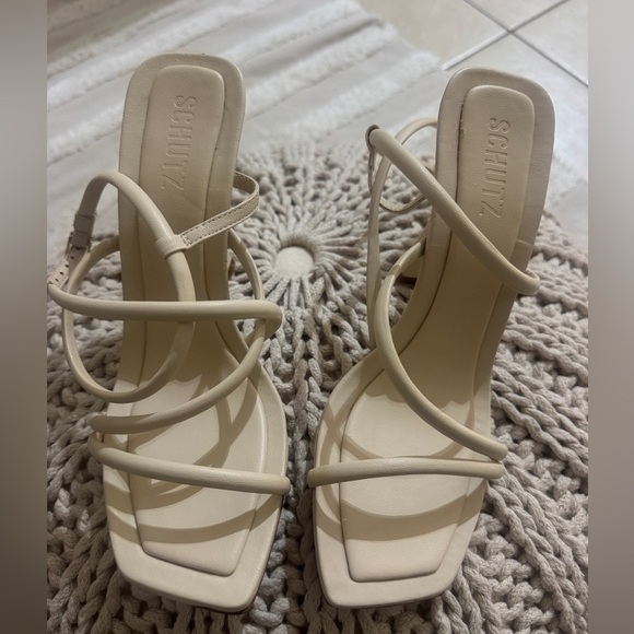 SCHUTZ Shoes - SCHUTZ Cream Strappy Heeled Sandals